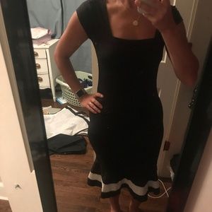 Women's Vintage Midi Sheath Curvy Black Dress